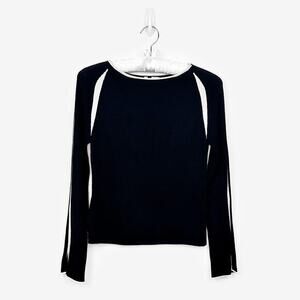 Anthropologie Moth Sweater Top Size S Black Rayon Blend Fitted Minimalist